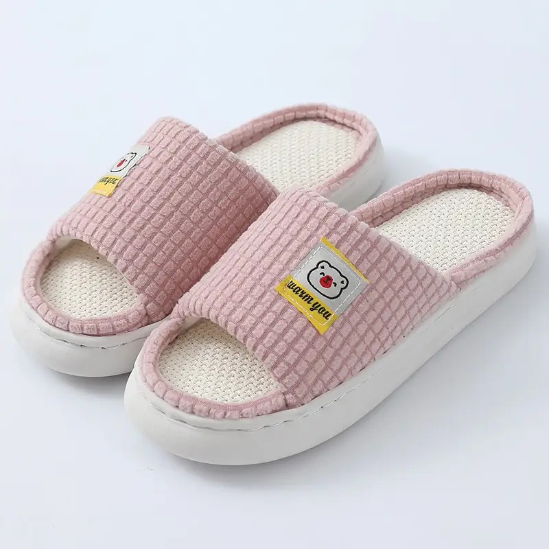 2025 Four Seasons Women's Summer Bowknot Home Non-Slip Daily Breathable Soft Indoor Thick-Soled Cotton Slippers — feature 33