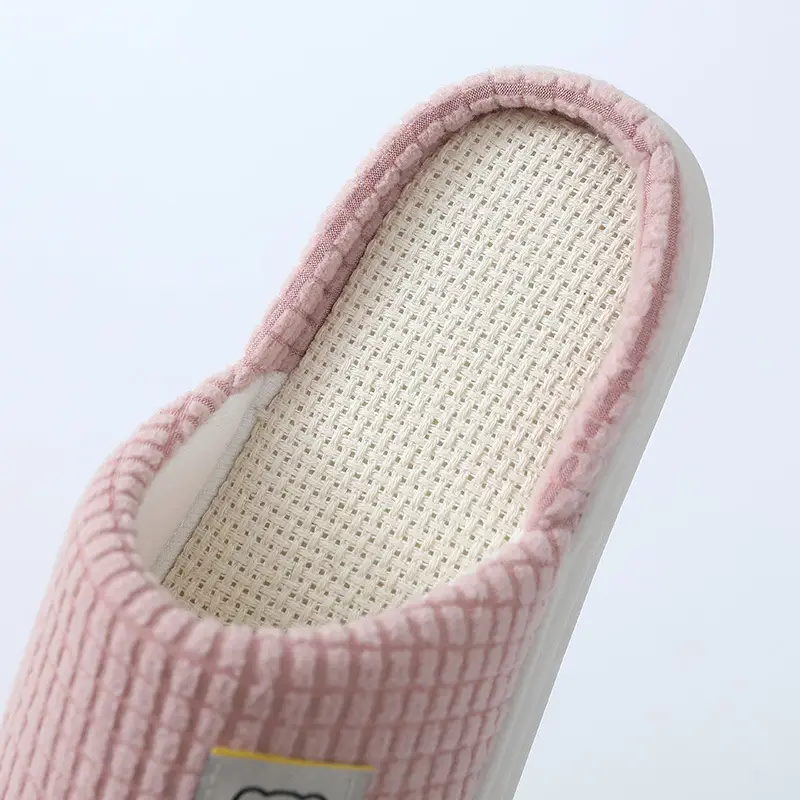2025 Four Seasons Women's Summer Bowknot Home Non-Slip Daily Breathable Soft Indoor Thick-Soled Cotton Slippers — feature 39