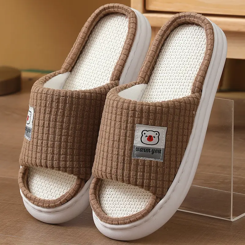 2025 Four Seasons Women's Summer Bowknot Home Non-Slip Daily Breathable Soft Indoor Thick-Soled Cotton Slippers — feature 4