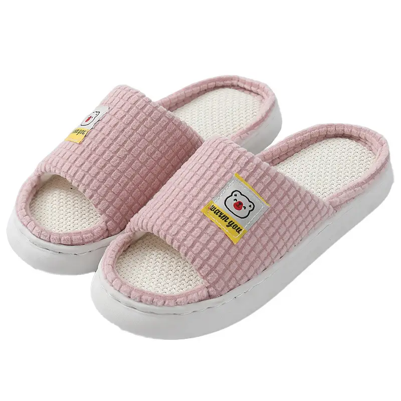 2025 Four Seasons Women's Summer Bowknot Home Non-Slip Daily Breathable Soft Indoor Thick-Soled Cotton Slippers — feature 40