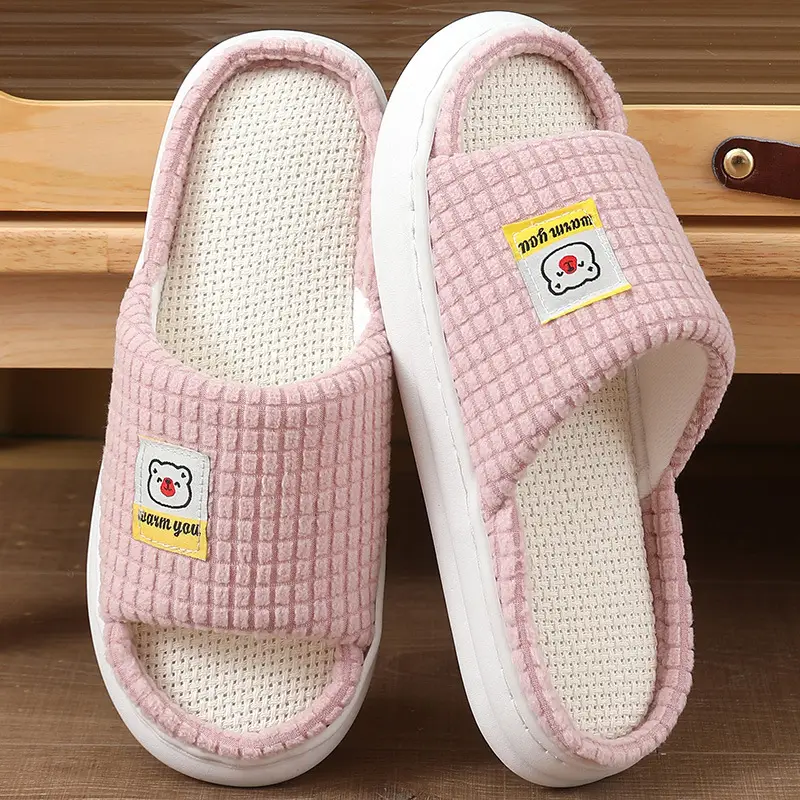 2025 Four Seasons Women's Summer Bowknot Home Non-Slip Daily Breathable Soft Indoor Thick-Soled Cotton Slippers — feature 9