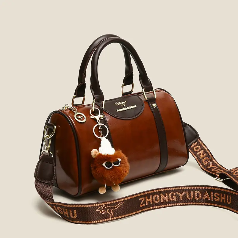 Retro Brown Boston Style Women's Handbag 2026