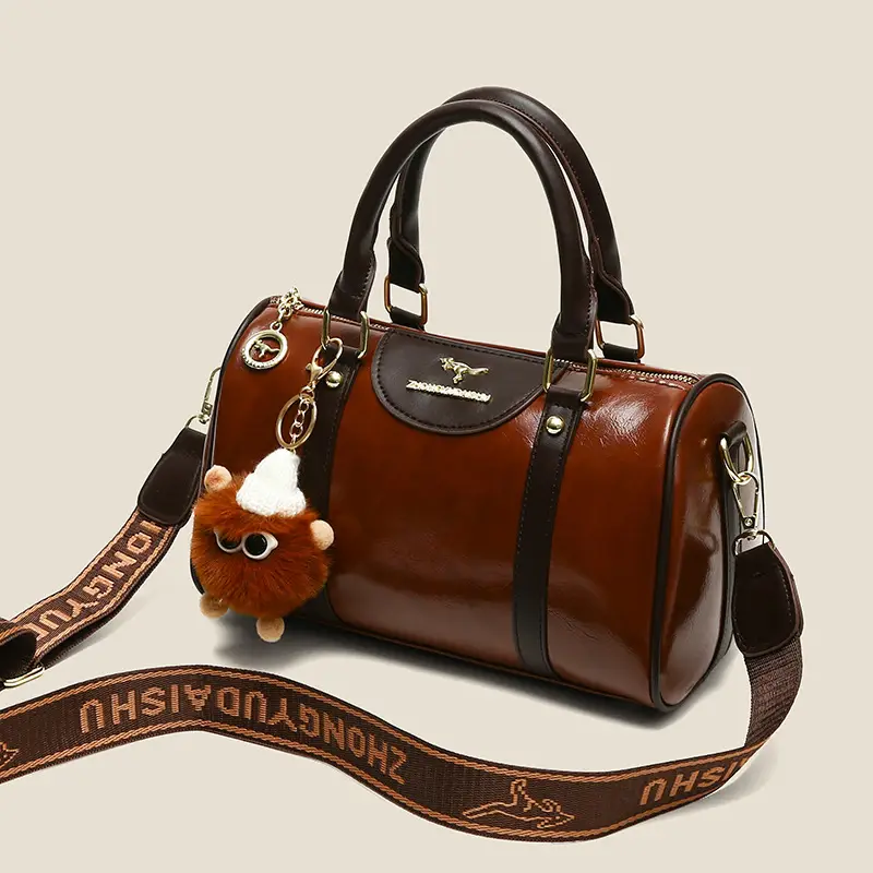 Retro Brown Boston Style Women's Handbag 2026