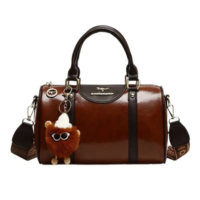 Retro Brown Boston Style Women's Handbag 2026