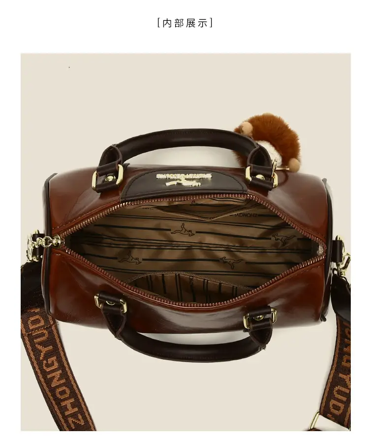 Retro Brown Boston Style Women's Handbag 2026 — feature 6
