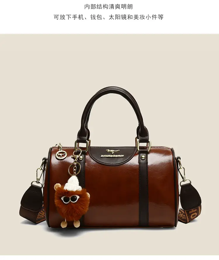 Retro Brown Boston Style Women's Handbag 2026 — feature 7