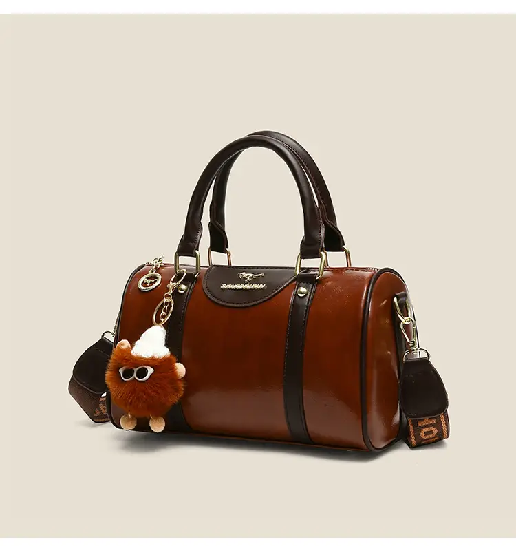 Retro Brown Boston Style Women's Handbag 2026 — feature 8