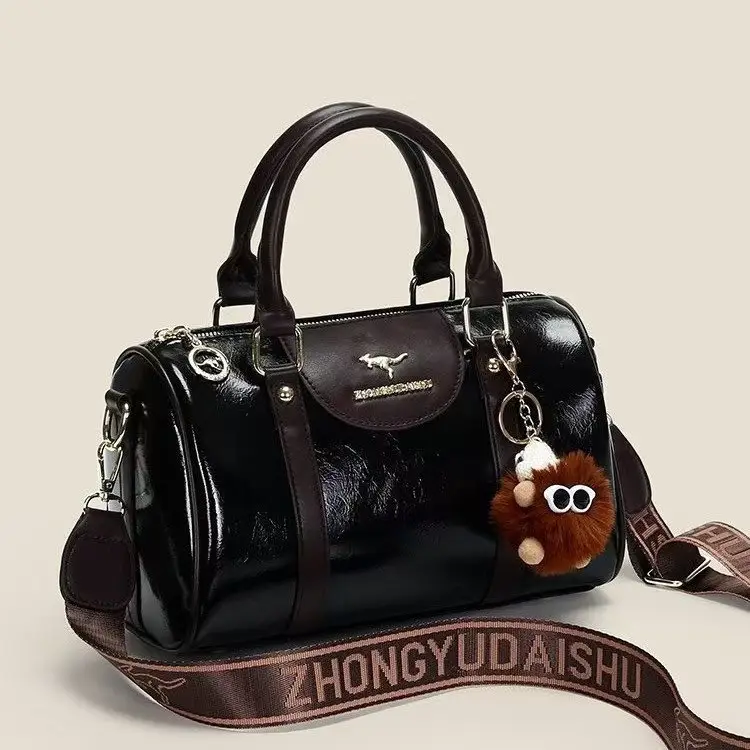 Retro Brown Boston Style Women's Handbag 2026