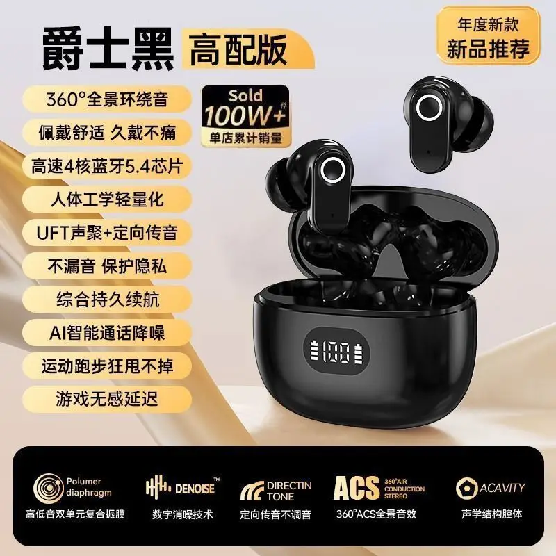 True Wireless Bluetooth Headset with 100W Power & Noise Cancellation
