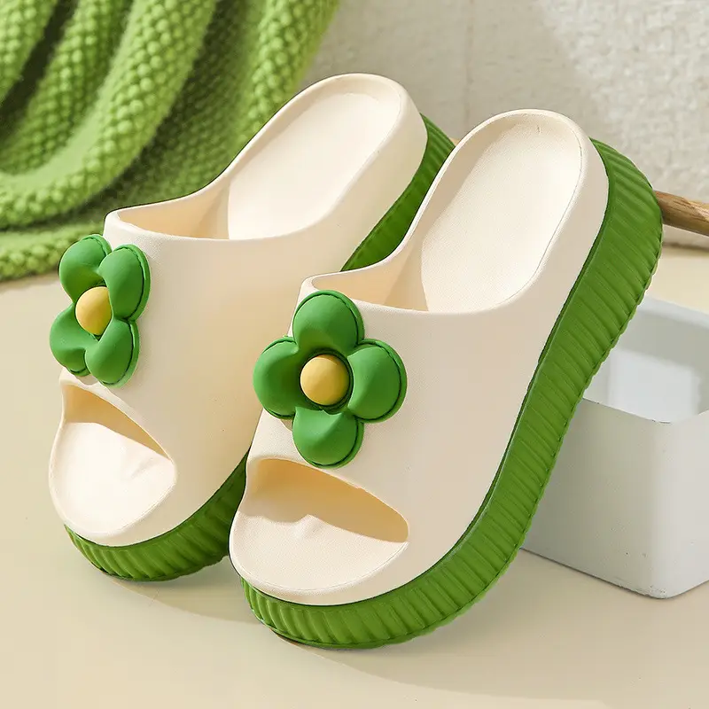 Women's Beige Thick Platform Sandals with Gold Chain - Image 15