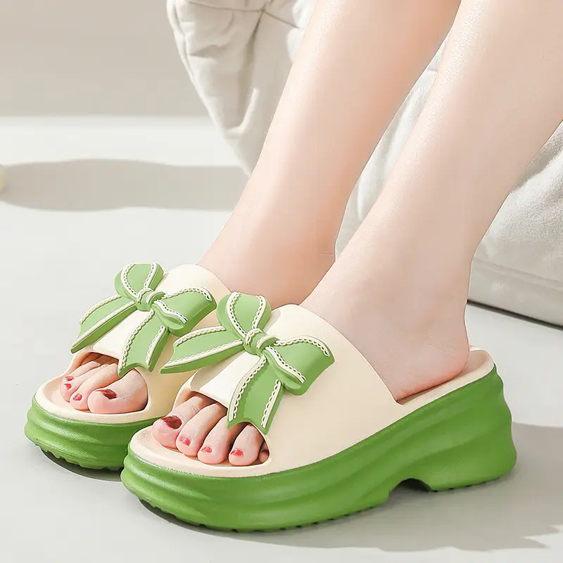 Women's Beige Thick Platform Sandals with Gold Chain - Image 8