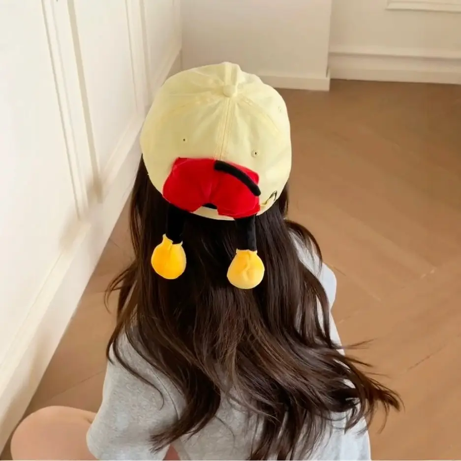 Japanese Ins Cartoon Ear Baseball Cap White