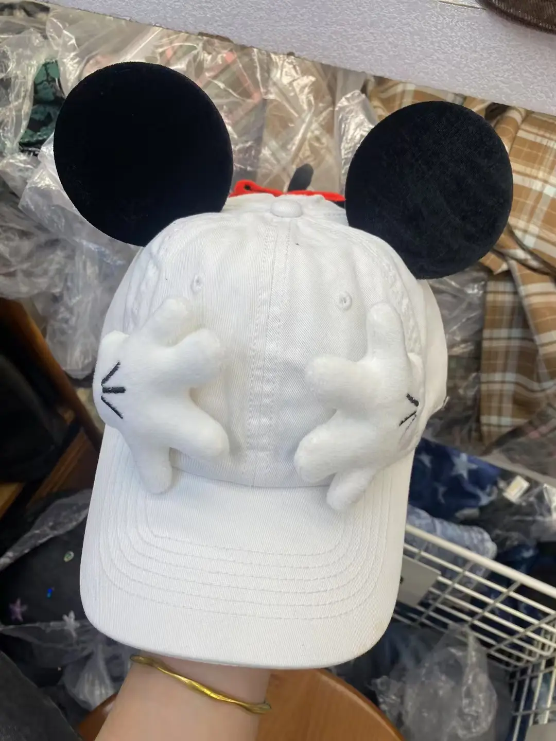 Japanese Ins Cartoon Ear Baseball Cap White