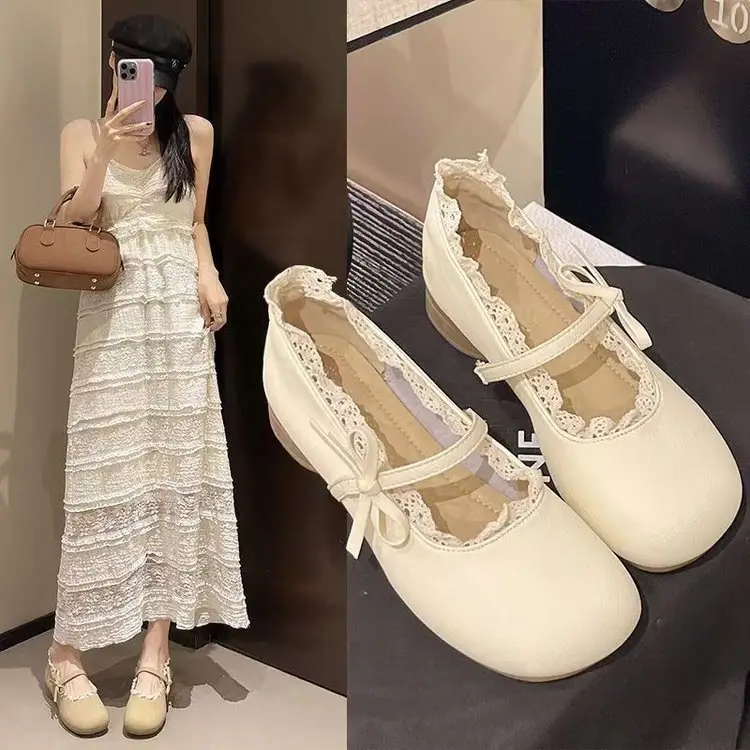 French Style Mary Jane Shoes 2025 Spring and Summer New Retro Gentle Elegant Dress Chunky Heeled Shallow Mouth Single-layer Shoes Women's Shoes - Image 3