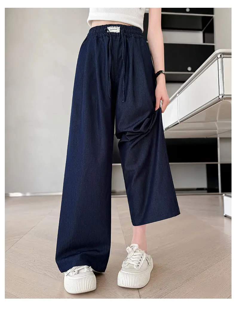 Girls Ice Silk Jeans Dark Blue Summer Pants — feature 14