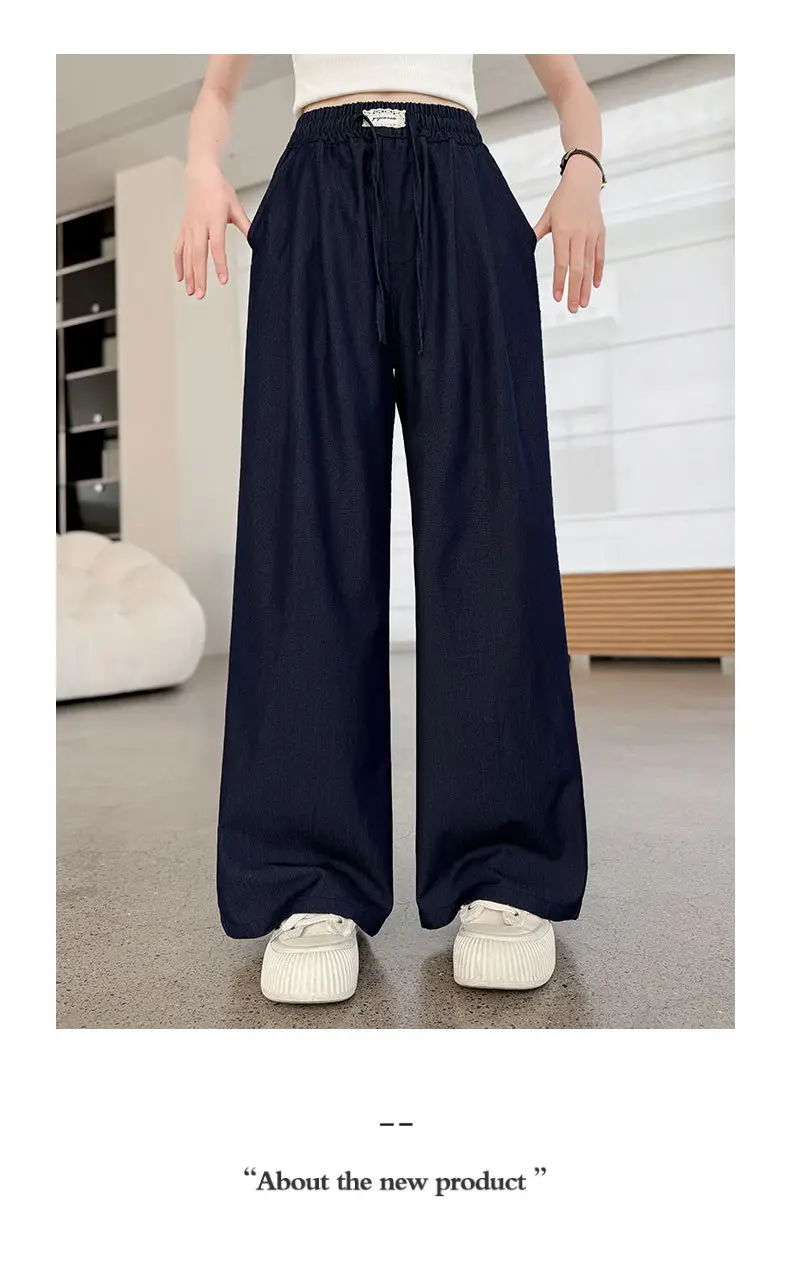 Girls Ice Silk Jeans Dark Blue Summer Pants — feature 16