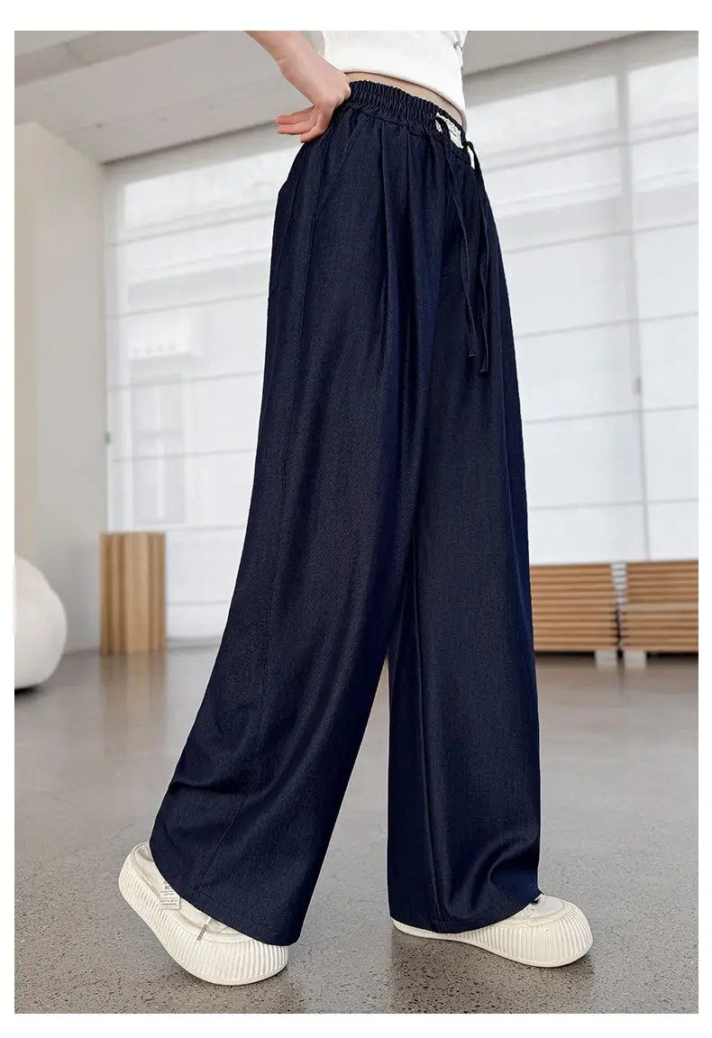 Girls Ice Silk Jeans Dark Blue Summer Pants — feature 17