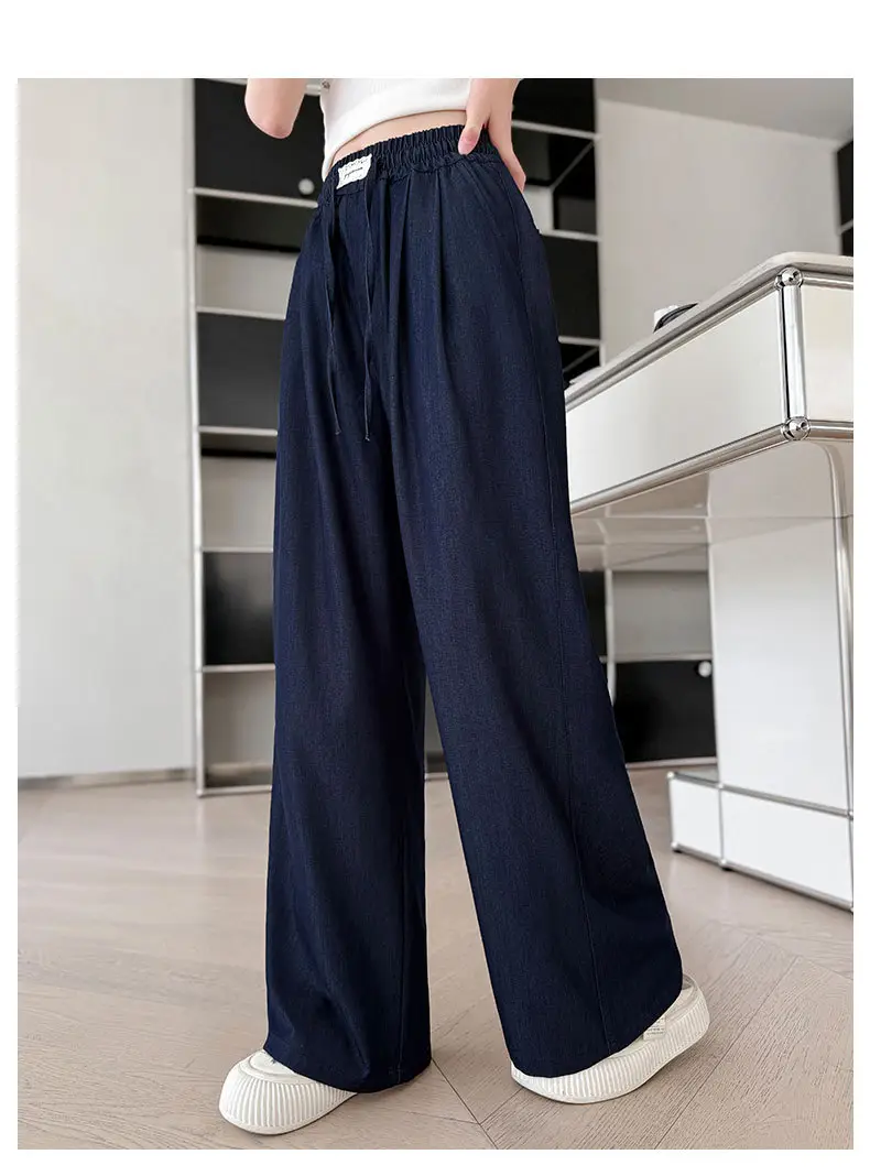 Girls Ice Silk Jeans Dark Blue Summer Pants — feature 19