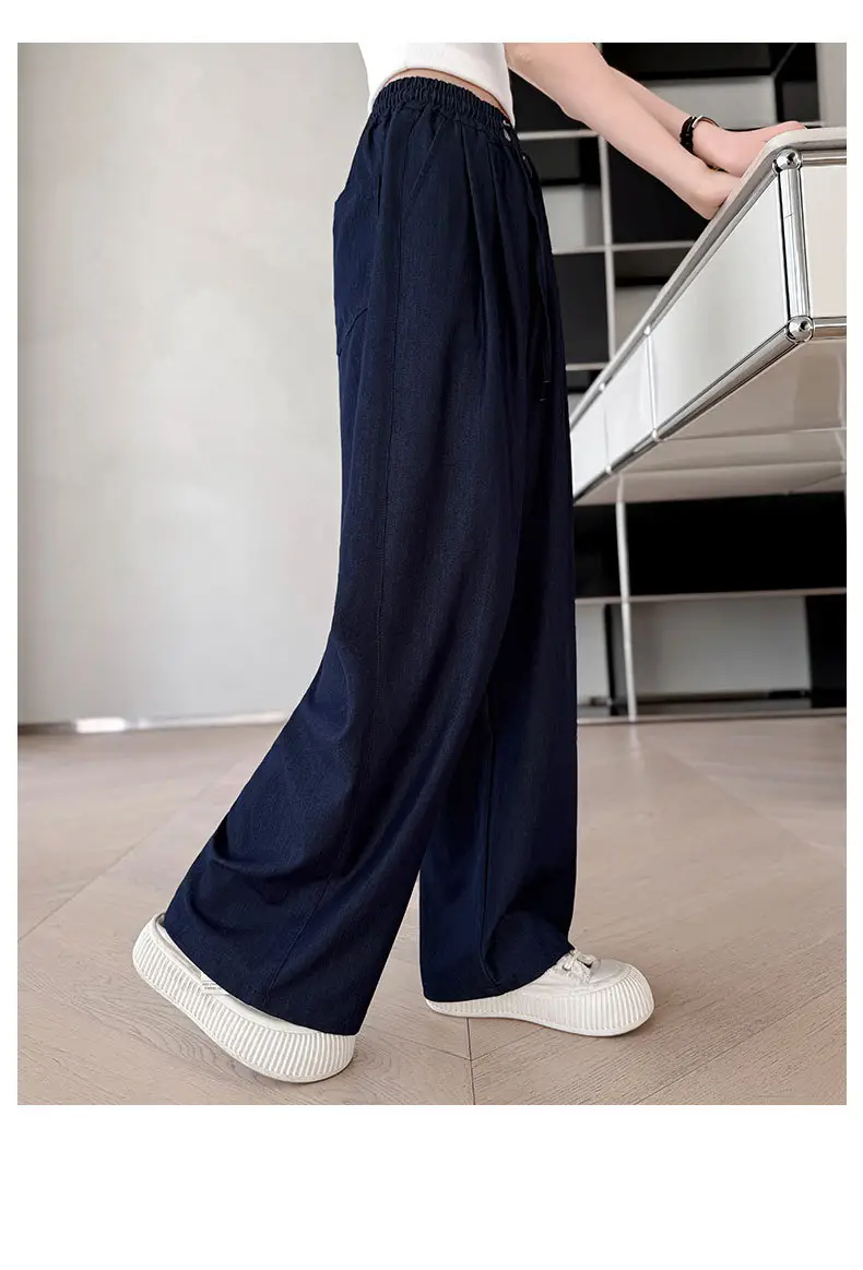 Girls Ice Silk Jeans Dark Blue Summer Pants — feature 22
