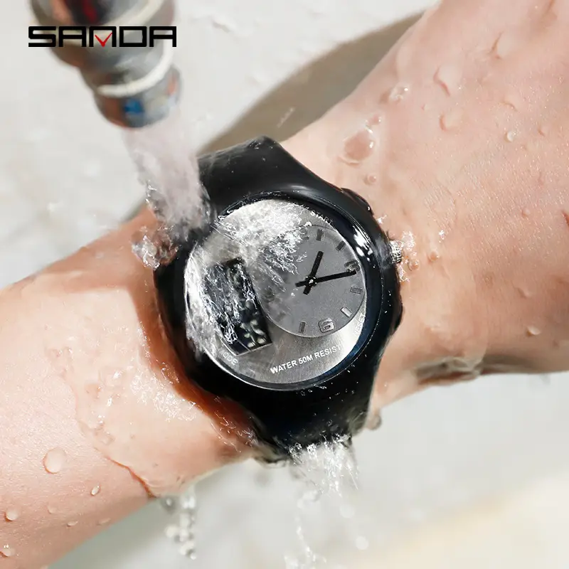 Men's Luminous Digital Watch Black Yellow Sport Resistant