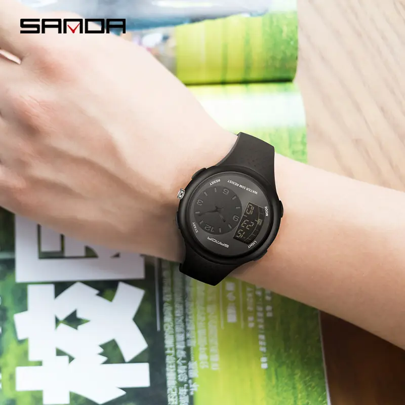 Men's Luminous Digital Watch Black Yellow Sport Resistant