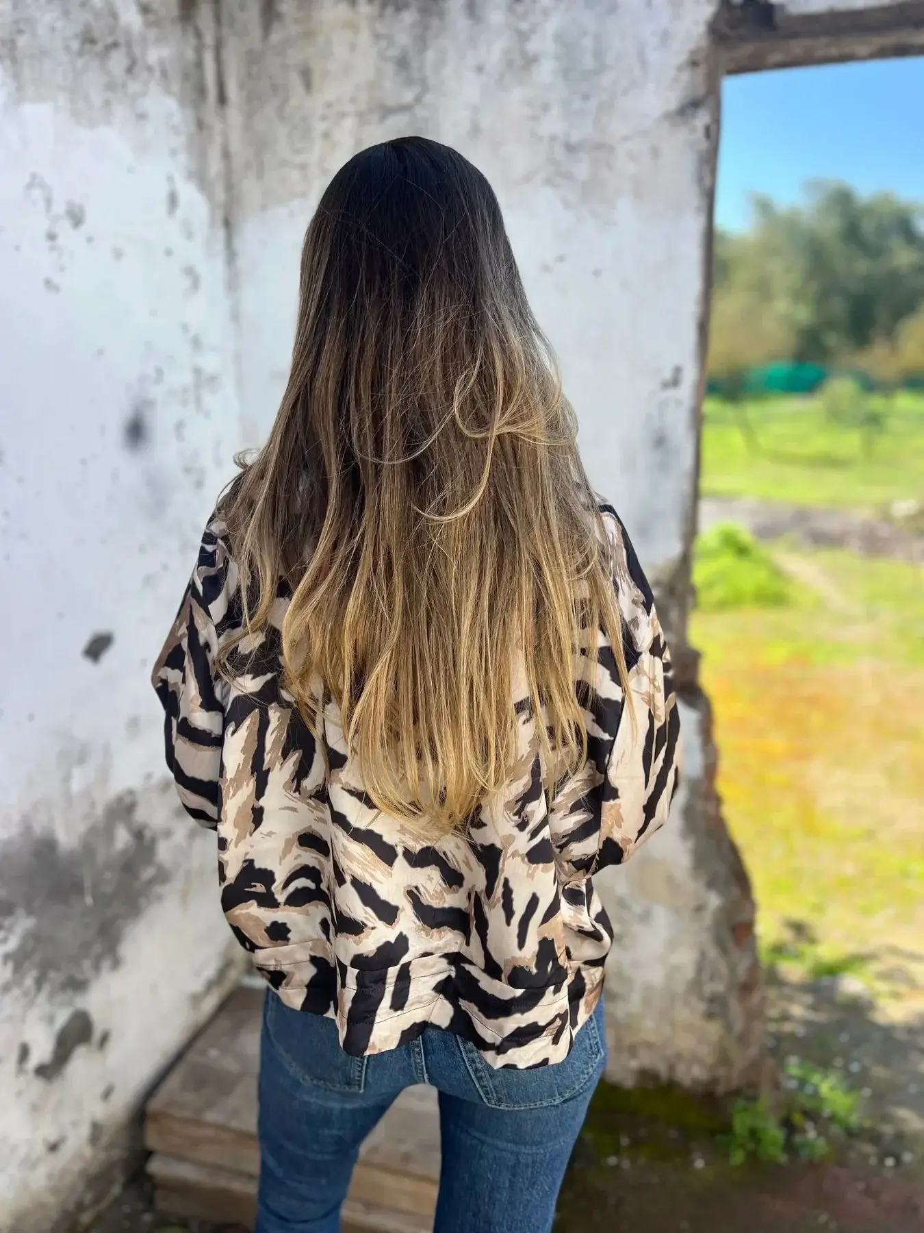Women's Bomber Jacket Black White Print Zipper Autumn Wear — feature 8