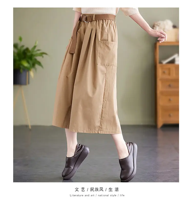 Real Shot 2025 Summer Casual Pure Cotton Cropped Wide-leg Pants — feature 14