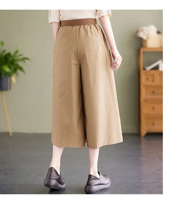 Real Shot 2025 Summer Casual Pure Cotton Cropped Wide-leg Pants — feature 15