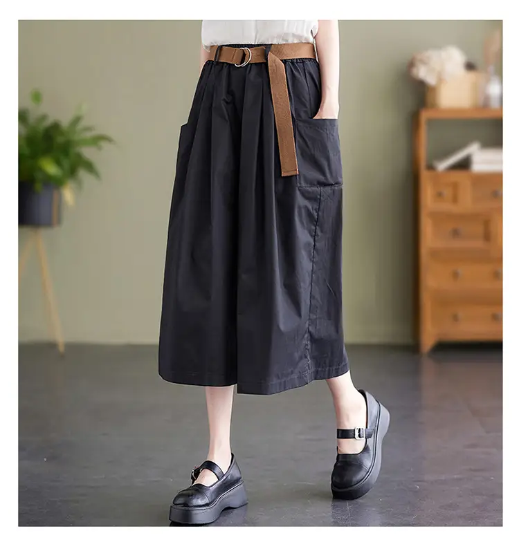 Real Shot 2025 Summer Casual Pure Cotton Cropped Wide-leg Pants — feature 24