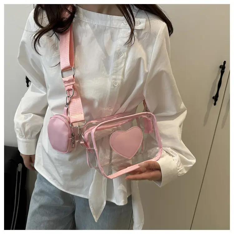 Pink Heart Transparent Crossbody Bag for Women — feature 18