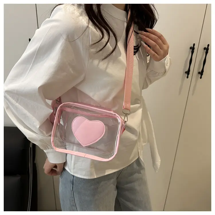 Pink Heart Transparent Crossbody Bag for Women — feature 19