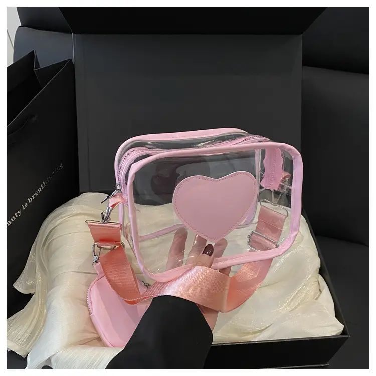 Pink Heart Transparent Crossbody Bag for Women — feature 24