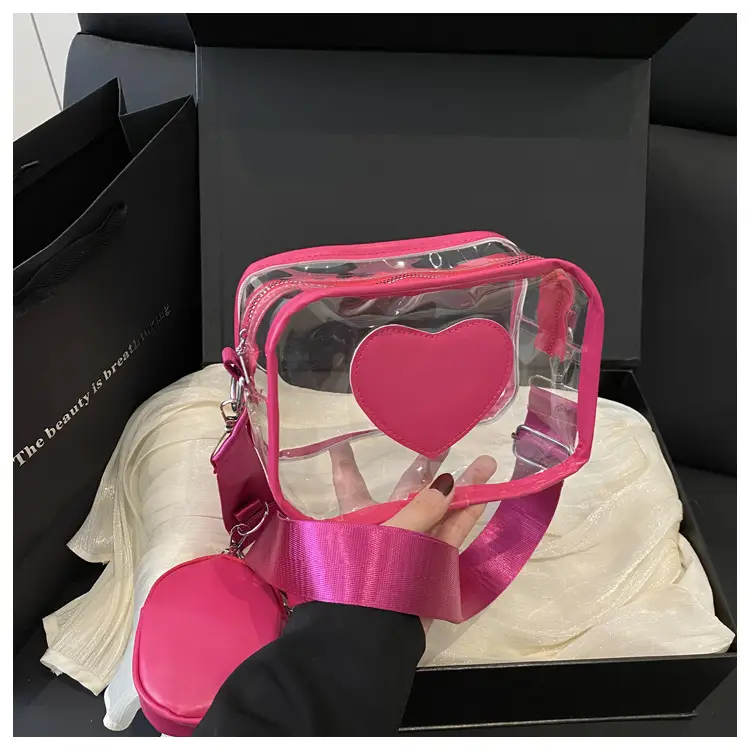 Pink Heart Transparent Crossbody Bag for Women — feature 27