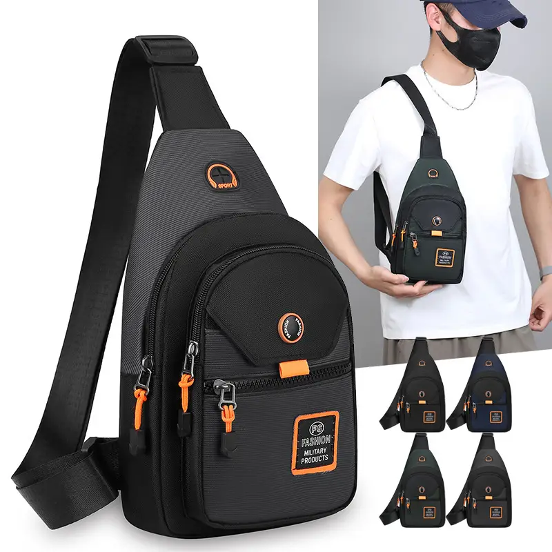 Navy Blue Multi-Layer Crossbody Bag for Men - Image 6