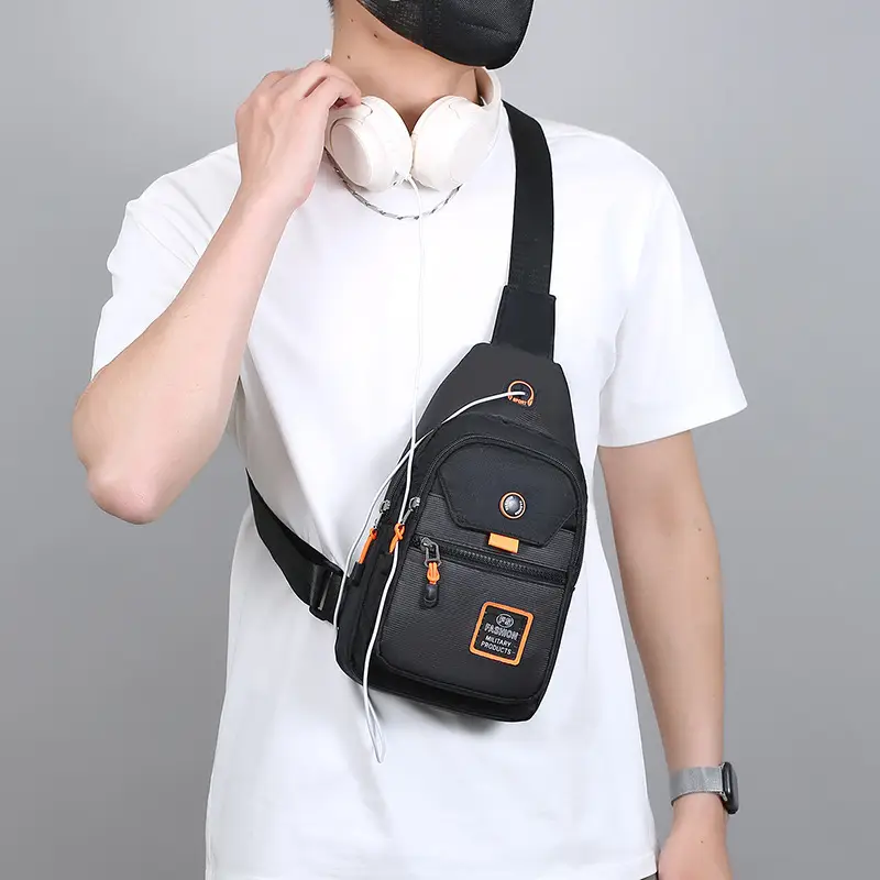 Navy Blue Multi-Layer Crossbody Bag for Men - Image 8