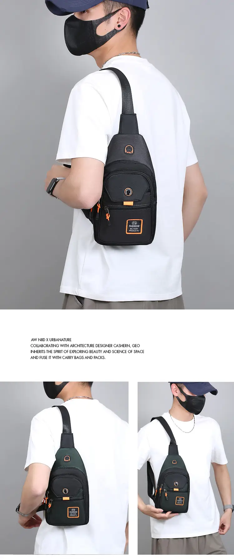 Navy Blue Multi-Layer Crossbody Bag for Men — feature 23