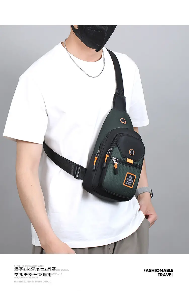 Navy Blue Multi-Layer Crossbody Bag for Men — feature 24