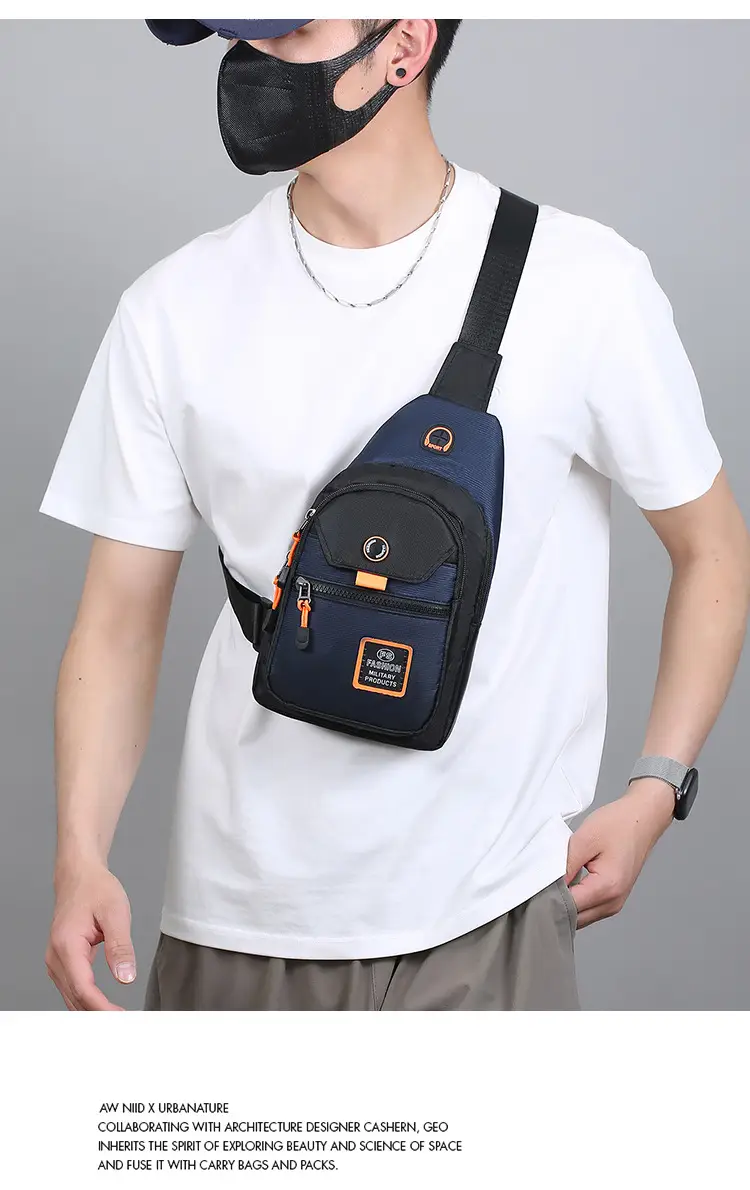 Navy Blue Multi-Layer Crossbody Bag for Men — feature 29