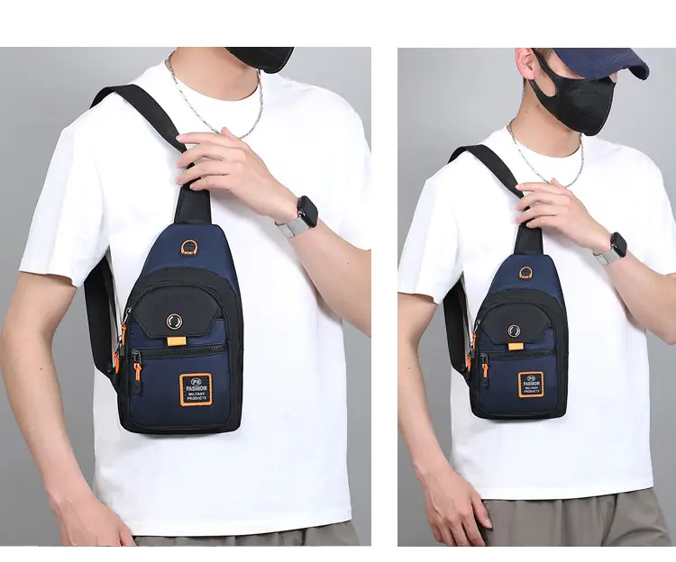 Navy Blue Multi-Layer Crossbody Bag for Men — feature 30