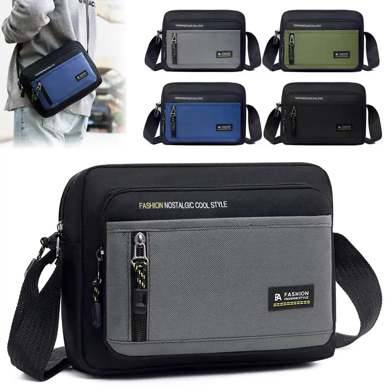 Men's Foreign Trade Casual Shoulder Bag Green Black - Image 6