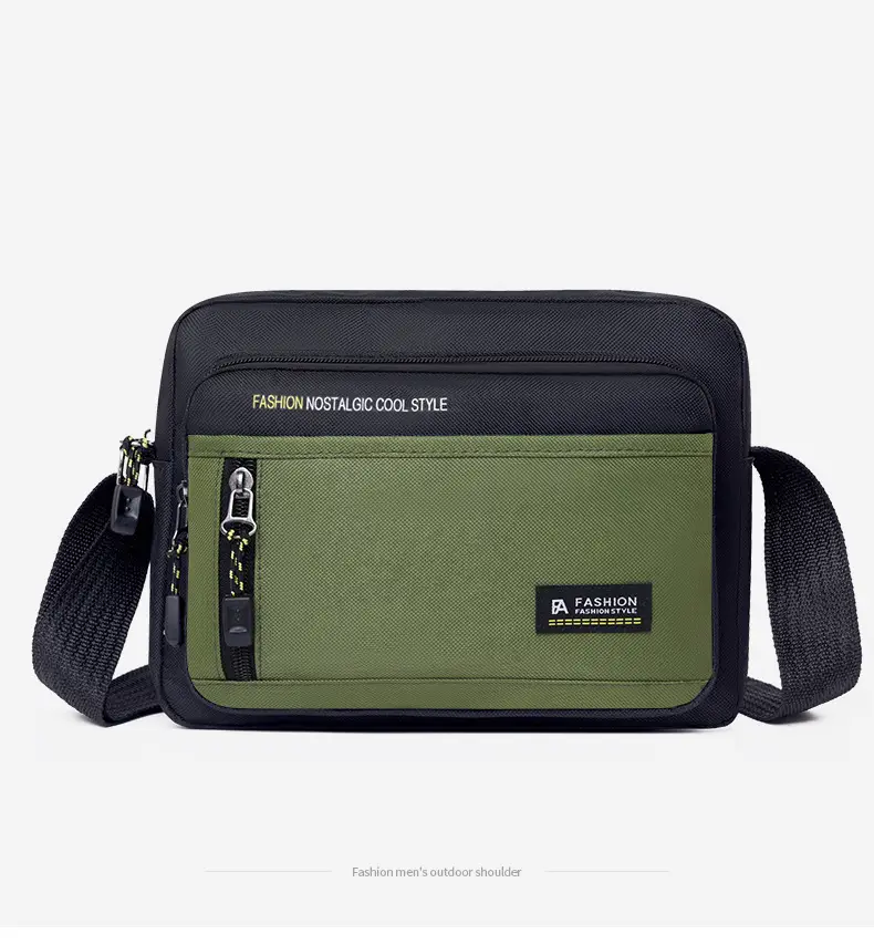 Men's Foreign Trade Casual Shoulder Bag Green Black — feature 13