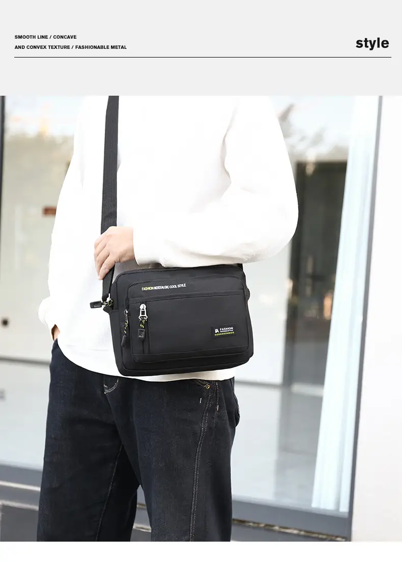 Men's Foreign Trade Casual Shoulder Bag Green Black — feature 25