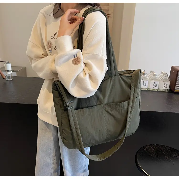 Black Polyester Tote Bag with Handles — feature 39