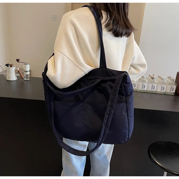 Black Polyester Tote Bag with Handles — feature 44