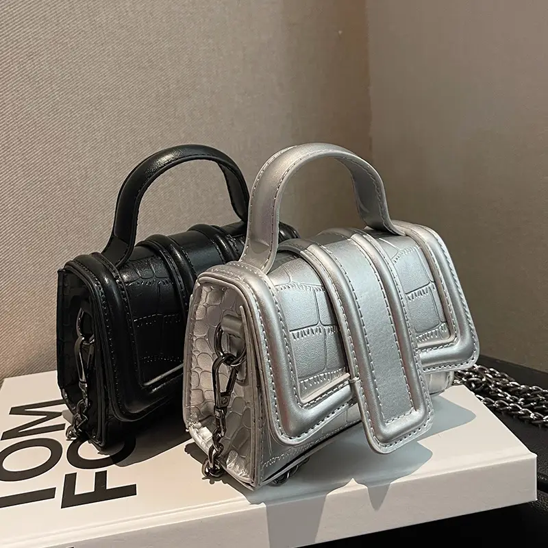 Small Square Leather Bag for Women Crossbody Shoulder - Image 6
