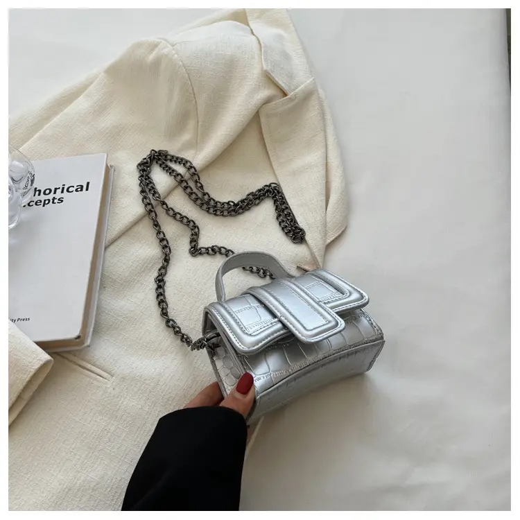 Small Square Leather Bag for Women Crossbody Shoulder - Image 3