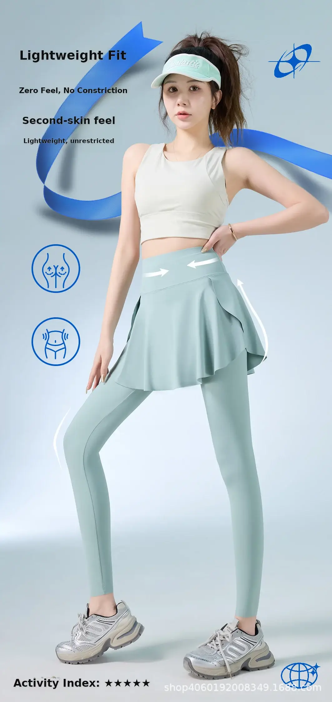 Women's Light Blue Shark Pants Summer Yoga Wear — feature 4