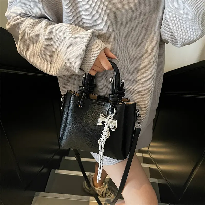 Beige Leather Bucket Bag 2025 Korean Style - Image 6