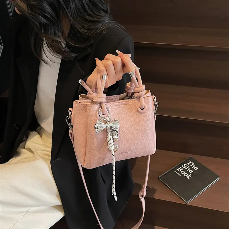 Beige Leather Bucket Bag 2025 Korean Style - Image 7
