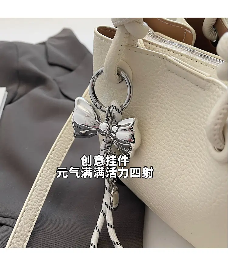 Beige Leather Bucket Bag 2025 Korean Style — feature 8